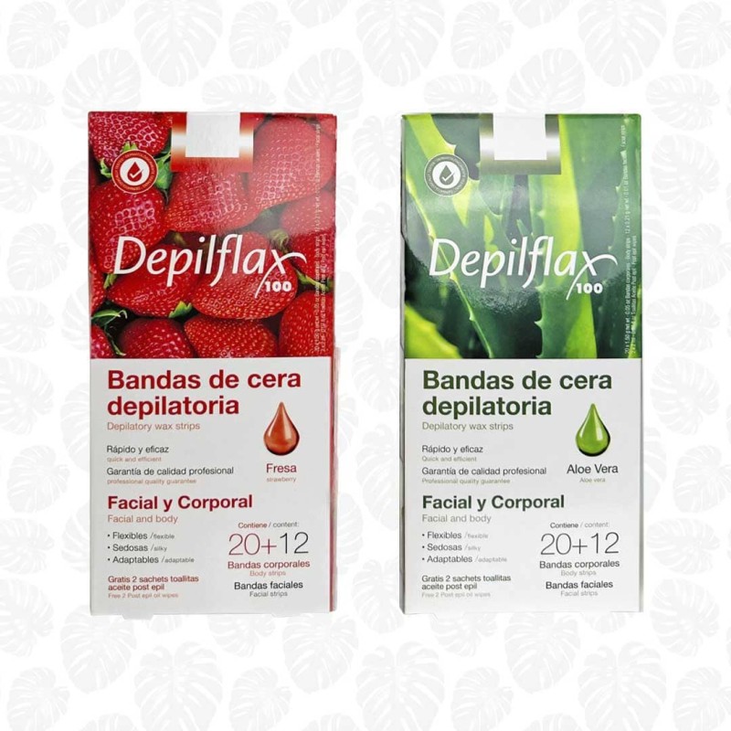 BANDAS DE CERA DEPILATORIA FACIAL Y CORPORAL AT HOME DEPILFLAX